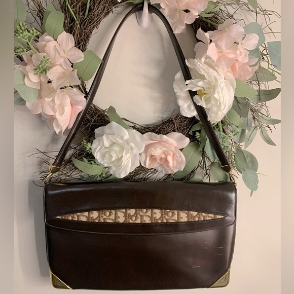 CHRISTIAN DIOR Vintage Calfskin Leather Shoulder Bag - Picture 1 of 6